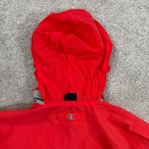 VTG Champion Ohio State Buckeyes Red Windbreaker Hooded Jacket Men's XL Pockets - Picture 10 of 10